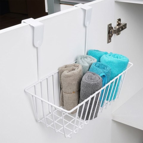 Koszyk na drzwi do kuchni łazienki szafki na gąbki metalowy biały 28cm STORAGE SOLUTIONS 810111-B