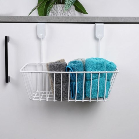 Koszyk na drzwi do kuchni łazienki szafki na gąbki metalowy biały 28cm STORAGE SOLUTIONS 810111-B