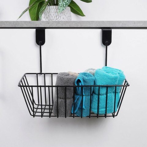 Koszyk na drzwi do kuchni łazienki szafki na gąbki metalowy czarny 28cm STORAGE SOLUTIONS 810111-C