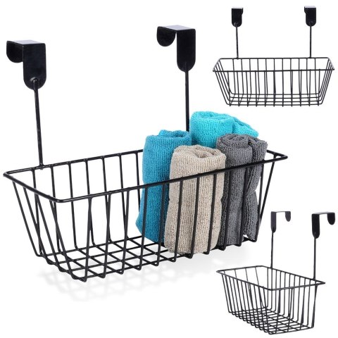 Koszyk na drzwi do kuchni łazienki szafki na gąbki metalowy czarny 28cm STORAGE SOLUTIONS 810111-C