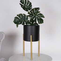 Osłonka na doniczkę na nóżkach metalowa czarna 31x15cm VILDE 312345-M
