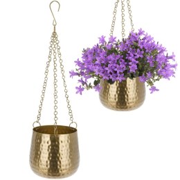 Osłonka na doniczkę wisząca metalowa złota 15cm VILDE 312364-M