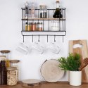 Półka kuchenna do kuchni metalowa z wieszakami organizer 41x12x25.5cm VILDE 229080