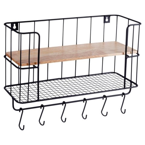Półka kuchenna do kuchni metalowa z wieszakami organizer 41x12x25.5cm VILDE 229080