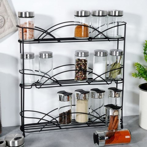 Półka na przyprawy kuchenna metalowa czarna 33.5x6.5x33.5cm VILDE 229070