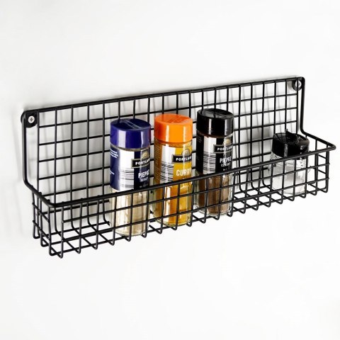 Półka na przyprawy kuchenna metalowa czarna organizer VILDE 229058