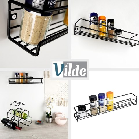 Półka na przyprawy kuchenna organizer metalowa czarna VILDE 229057