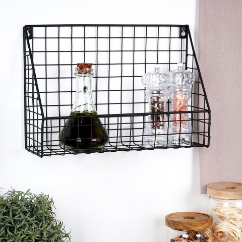 Półka ścienna na ścianę metalowa czarna 33x23x10cm HOME STYLING COLLECTION 530811