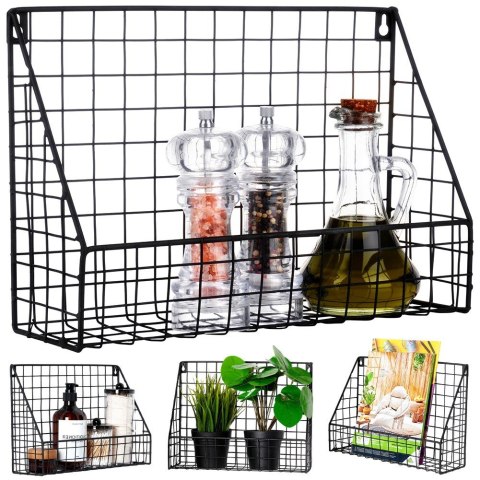 Półka ścienna na ścianę metalowa czarna 33x23x10cm HOME STYLING COLLECTION 530811