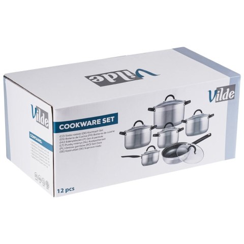 Zestaw garnków garnki stalowe komplet 12 elementów VILDE 199017