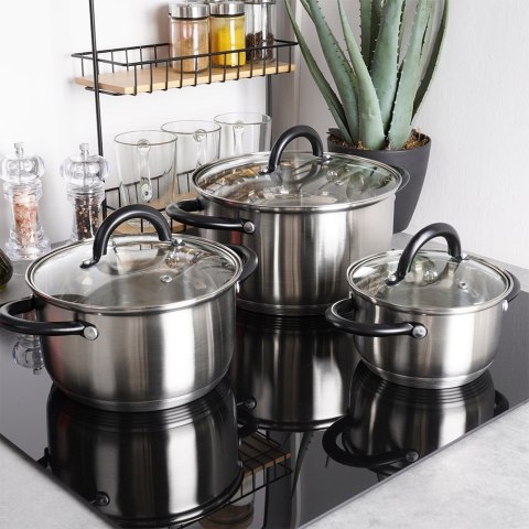 Zestaw garnków garnki stalowe komplet 6 elementów VILDE 199018