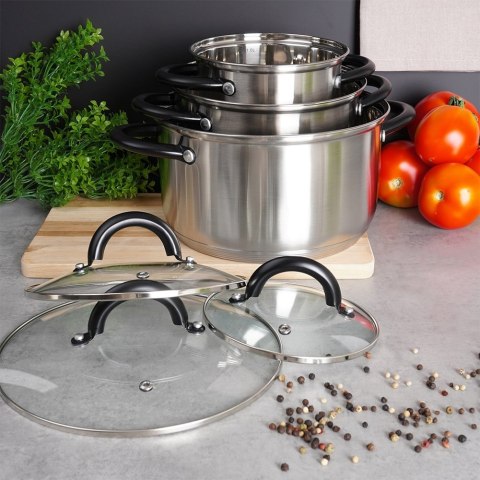 Zestaw garnków garnki stalowe komplet 6 elementów VILDE 199018