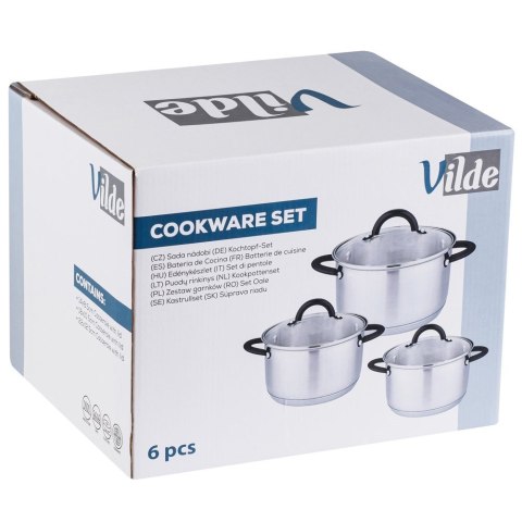 Zestaw garnków garnki stalowe komplet 6 elementów VILDE 199018