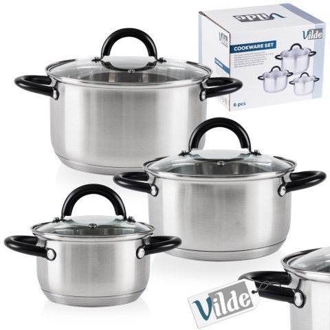 Zestaw garnków garnki stalowe komplet 6 elementów VILDE 199018