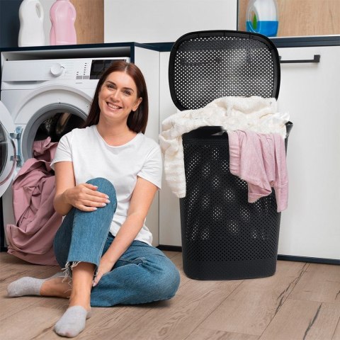 Kosz na pranie plastikowy czarny 60L BATHROOM SOLUTIONS 569367