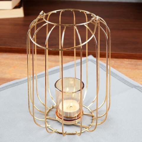 Lampion na świeczkę metalowy złoty 21.5cm HOME STYLING COLLECTION 569501