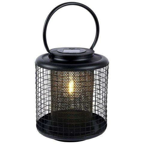 Lampion ogrodowy solarny LED metalowy czarny 22.5cm PROGARDEN 569389