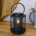 Lampion ogrodowy solarny LED metalowy czarny 22.5cm PROGARDEN 569389