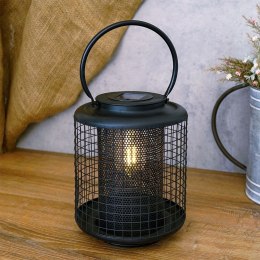 Lampion ogrodowy solarny LED metalowy czarny 22.5cm PROGARDEN 569389