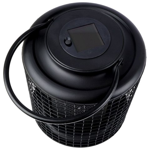 Lampion ogrodowy solarny LED metalowy czarny 22.5cm PROGARDEN 569389