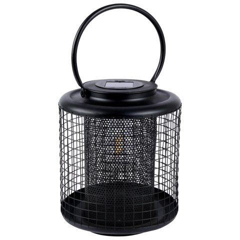 Lampion ogrodowy solarny LED metalowy czarny 22.5cm PROGARDEN 569389
