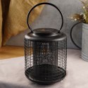 Lampion ogrodowy solarny LED metalowy czarny 22.5cm PROGARDEN 569389