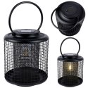 Lampion ogrodowy solarny LED metalowy czarny 22.5cm PROGARDEN 569389