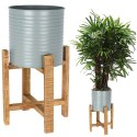 Osłonka na doniczkę na stojaku metalowa szara 50cm VILDE 339181-M