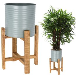 Osłonka na doniczkę na stojaku metalowa szara 50cm VILDE 339181-M