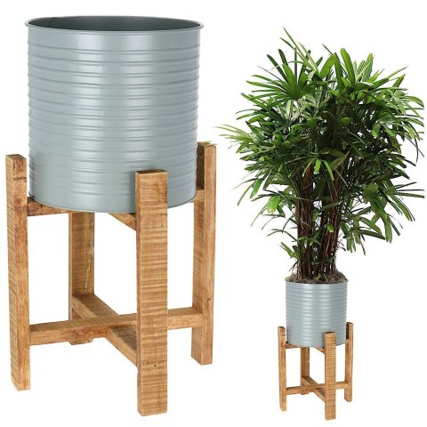 Osłonka na doniczkę na stojaku metalowa szara 50cm VILDE 339181-M
