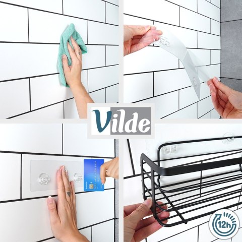 Półka pod prysznic metalowa czarna przyklejana VILDE 569003