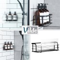 Półka pod prysznic metalowa czarna przyklejana VILDE 569003