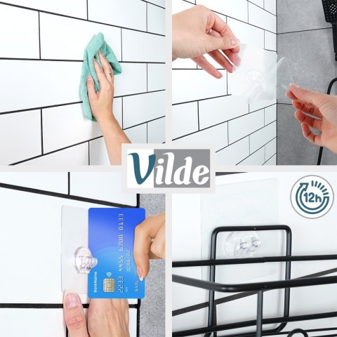 Półka pod prysznic metalowa czarna przyklejana VILDE 569004