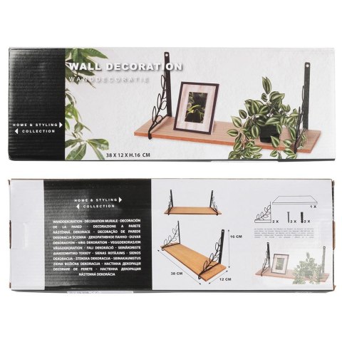 Półka ścienna na ścianę metalowa czarna 38x13x16cm HOME STYLING COLLECTION 569427