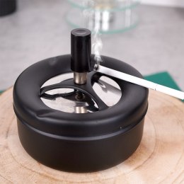 Popielniczka popielnica zamykana metalowa czarna obrotowa 11x10cm HIT 569542