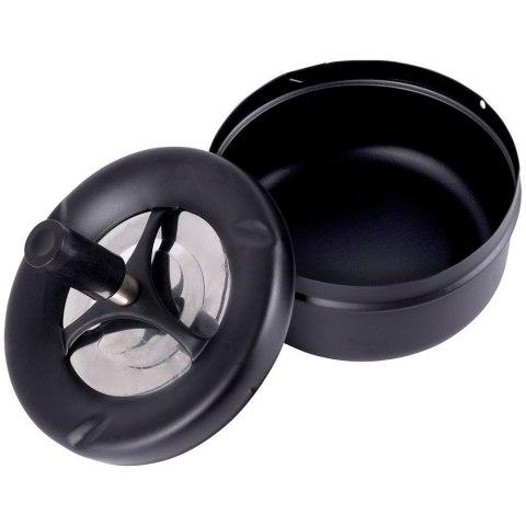 Popielniczka popielnica zamykana metalowa czarna obrotowa 11x10cm HIT 569542