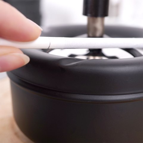 Popielniczka popielnica zamykana metalowa czarna obrotowa 11x10cm HIT 569542