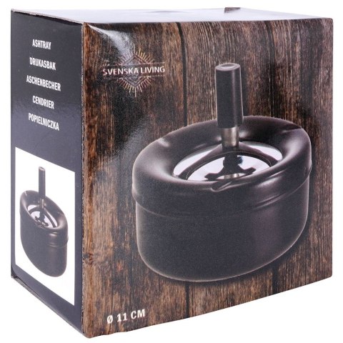 Popielniczka popielnica zamykana metalowa czarna obrotowa 11x10cm HIT 569542