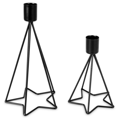 Świecznik metalowy czarny 20 / 13.5cm 2 sztuki VILDE 569537