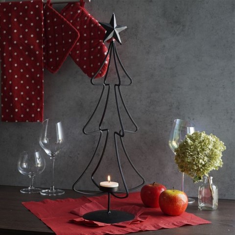 Świecznik metalowy czarny choinka 55cm HOME STYLING COLLECTION 569173