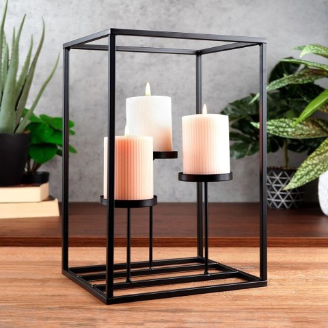 Świecznik metalowy czarny na 3 świeczki 24x20x36cm HOME STYLING COLLECTION 569483