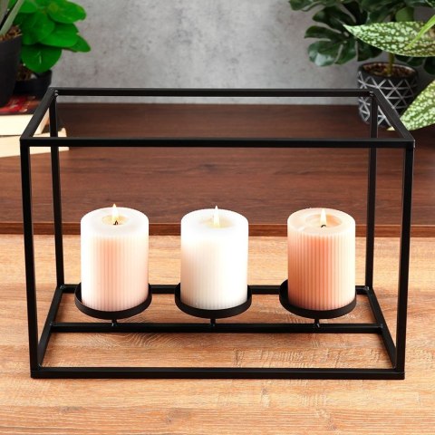 Świecznik metalowy czarny na 3 świeczki 36x17.5x26cm HOME STYLING COLLECTION 569482