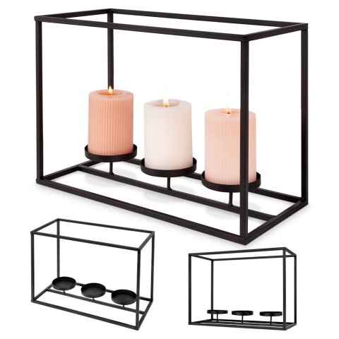 Świecznik metalowy czarny na 3 świeczki 36x17.5x26cm HOME STYLING COLLECTION 569482