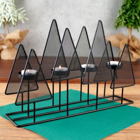Świecznik metalowy czarny na 4 świeczki 38x9x25cm HOME STYLING COLLECTION 569481