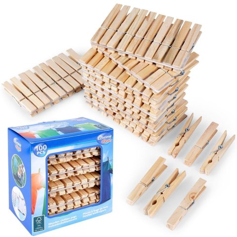 Klamerki na pranie drewniane 100 sztuk LIFETIME CLEAN 779031