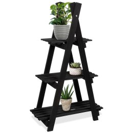 Kwietnik stojący wysoki drewniany czarny 3-poziomowy 90cm TRENDS4YOU 569578