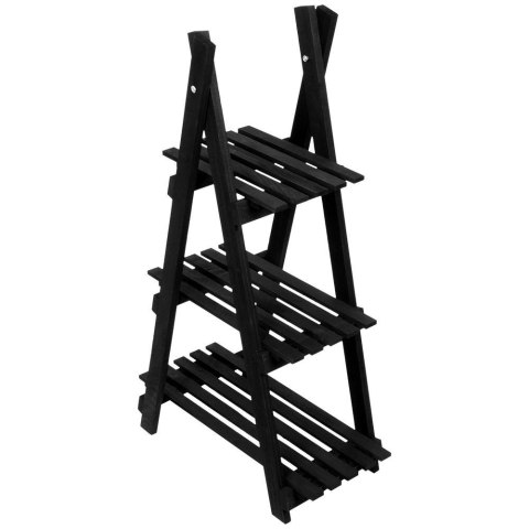 Kwietnik stojący wysoki drewniany czarny 3-poziomowy 90cm TRENDS4YOU 569578