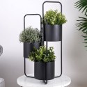 Kwietnik stojący wysoki metalowy czarny 3-poziomowy 33x24x57cm VILDE 339468