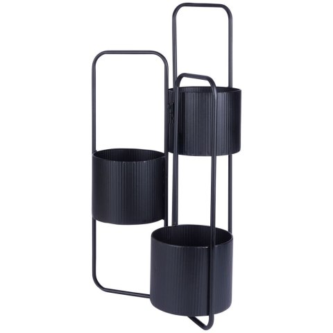 Kwietnik stojący wysoki metalowy czarny 3-poziomowy 33x24x57cm VILDE 339468