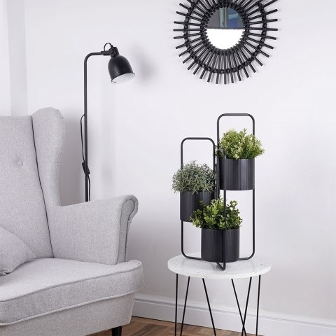 Kwietnik stojący wysoki metalowy czarny 3-poziomowy 33x24x57cm VILDE 339468